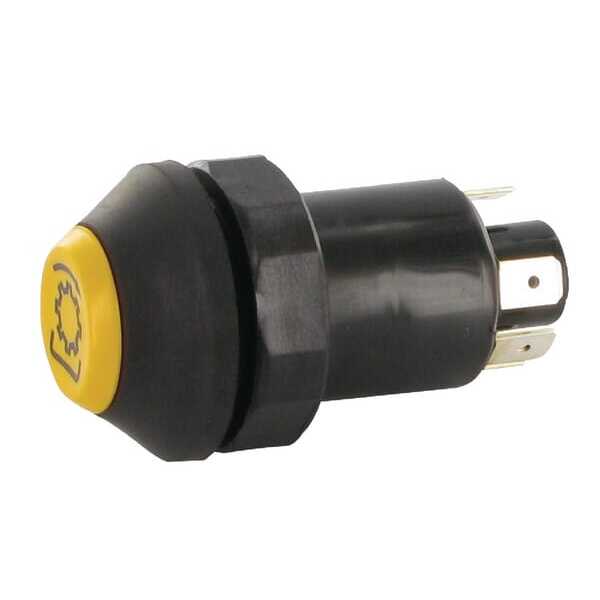 John Deere Interrupteur poussoir - 11100240PN - Interrupteur poussoir, PTO, rond, jaune