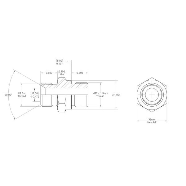 John Deere Raccords à vissermétrique x mâle BSP - VNBM0822ISO6149 - Raccord M/M 1/2 B x M22 x 1,5 6149