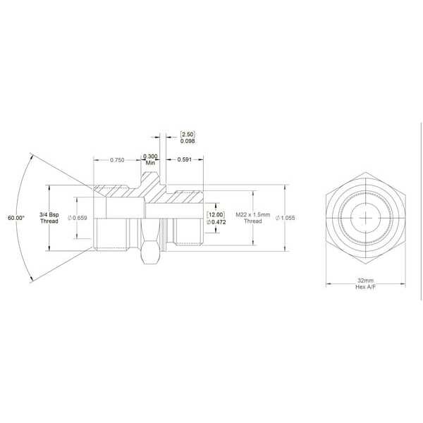 John Deere Raccords à vissermétrique x mâle BSP - VNBM1222ISO6149 - Raccord M/M 3/4 BSP X M27