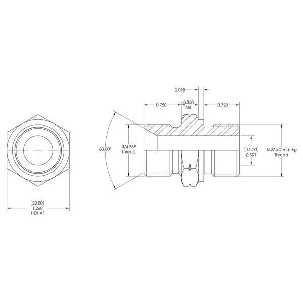 John Deere Raccords à vissermétrique x mâle BSP - VNBM1227X2ISO6149 - Raccord M/M 3/4 B x M27x2 DIN 6149